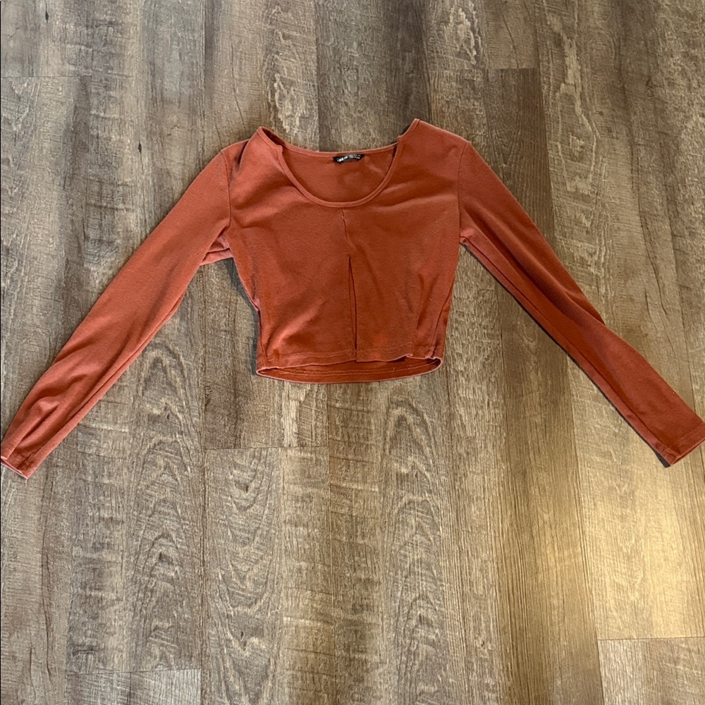 Rust Long Sleeve Crop Top